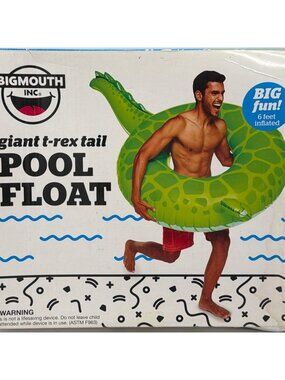 Giant T-Rex Tail Pool Float 6 Feet Inflated Green Ages 8+ By BigMouth Inc.